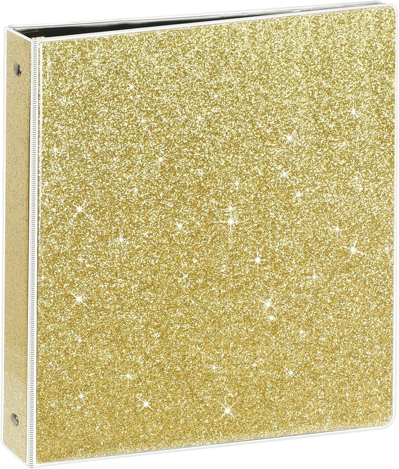 Nature Touch 3 Ring Binder, Glitter 1 Inch Binder Organizer (10.5'' x 11.5'') Holds 8.5’’ x 11’’ Letter Size 300 Pages, Waterproof Durable View Binder, 1 Pack, Gold - Image 1